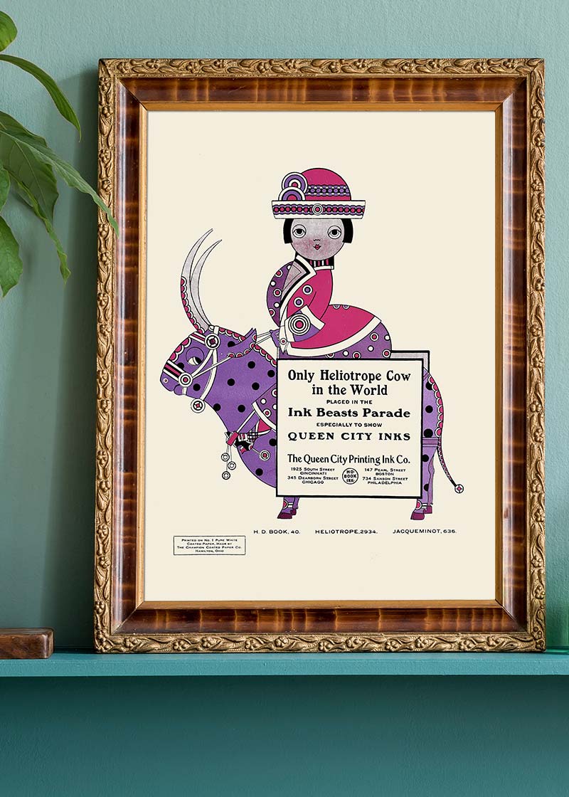 Queen City Printing Inks Vintage Poster - Spotty Pink Cow Print