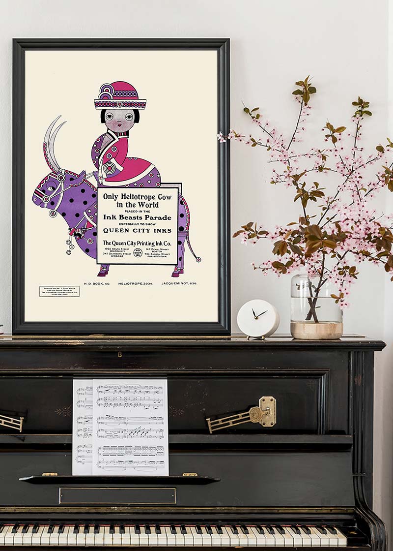 Queen City Printing Inks Vintage Poster - Spotty Pink Cow Print