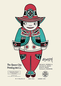 Queen City Printing Inks Vintage Poster - Red & Green Man Print