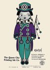 Queen City Printing Inks Vintage Poster - Purple & Green Print