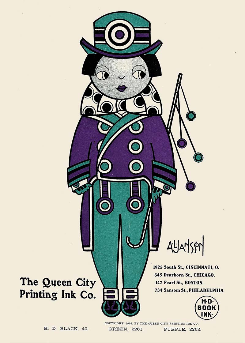 Queen City Printing Inks Vintage Poster - Purple & Green Print