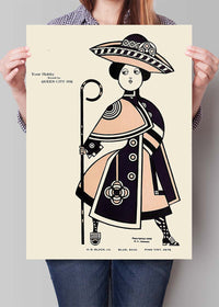 Queen City Printing Inks Vintage Poster - Pink & Black Lady Print