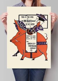 Queen City Printing Inks Vintage Poster - Pig Print