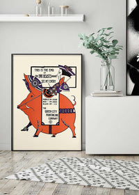 Queen City Printing Inks Vintage Poster - Pig Print