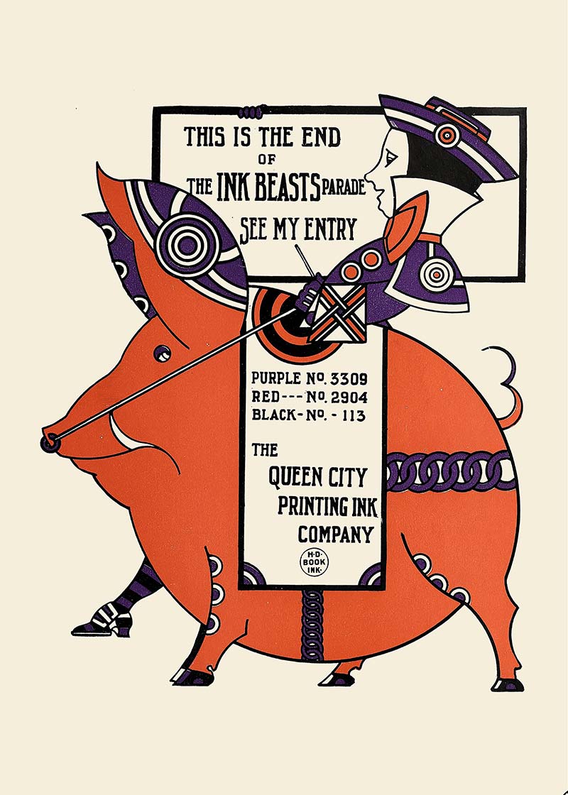 Queen City Printing Inks Vintage Poster - Pig Print