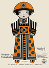 Queen City Printing Inks Vintage Poster - Orange Figure Print