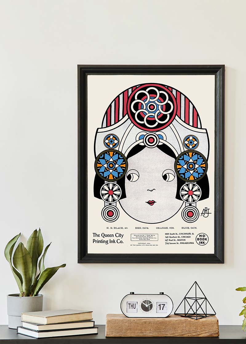 Queen City Printing Inks Vintage Poster - Large Head Print