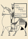 Queen City Printing Inks Vintage Poster - Black Line Drawing Knight Print