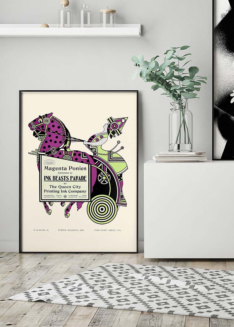 Queen City Printing Inks Vintage Poster - Horse & Cart Print
