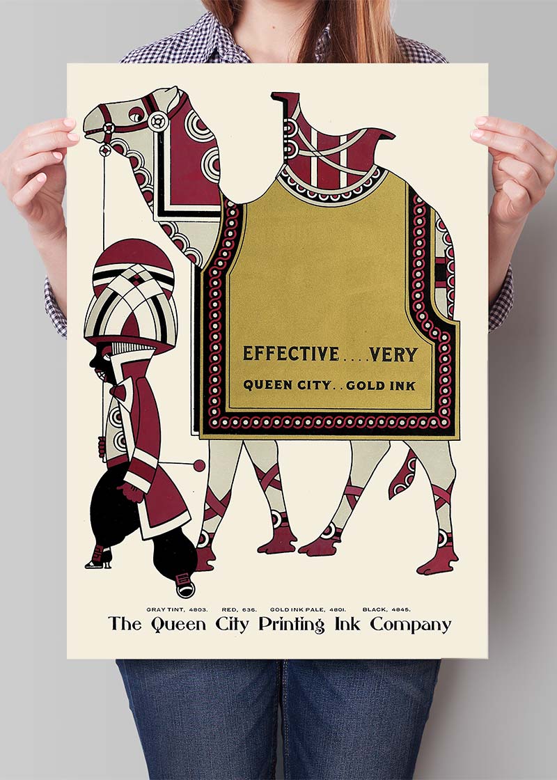 Queen City Printing Inks Vintage Poster - Gold Camel Print