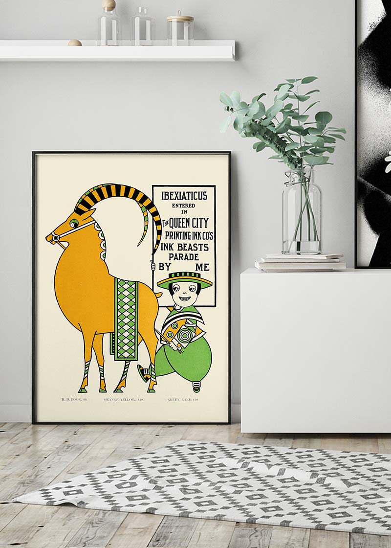 Queen City Printing Inks Vintage Poster - Ibex Goat Print