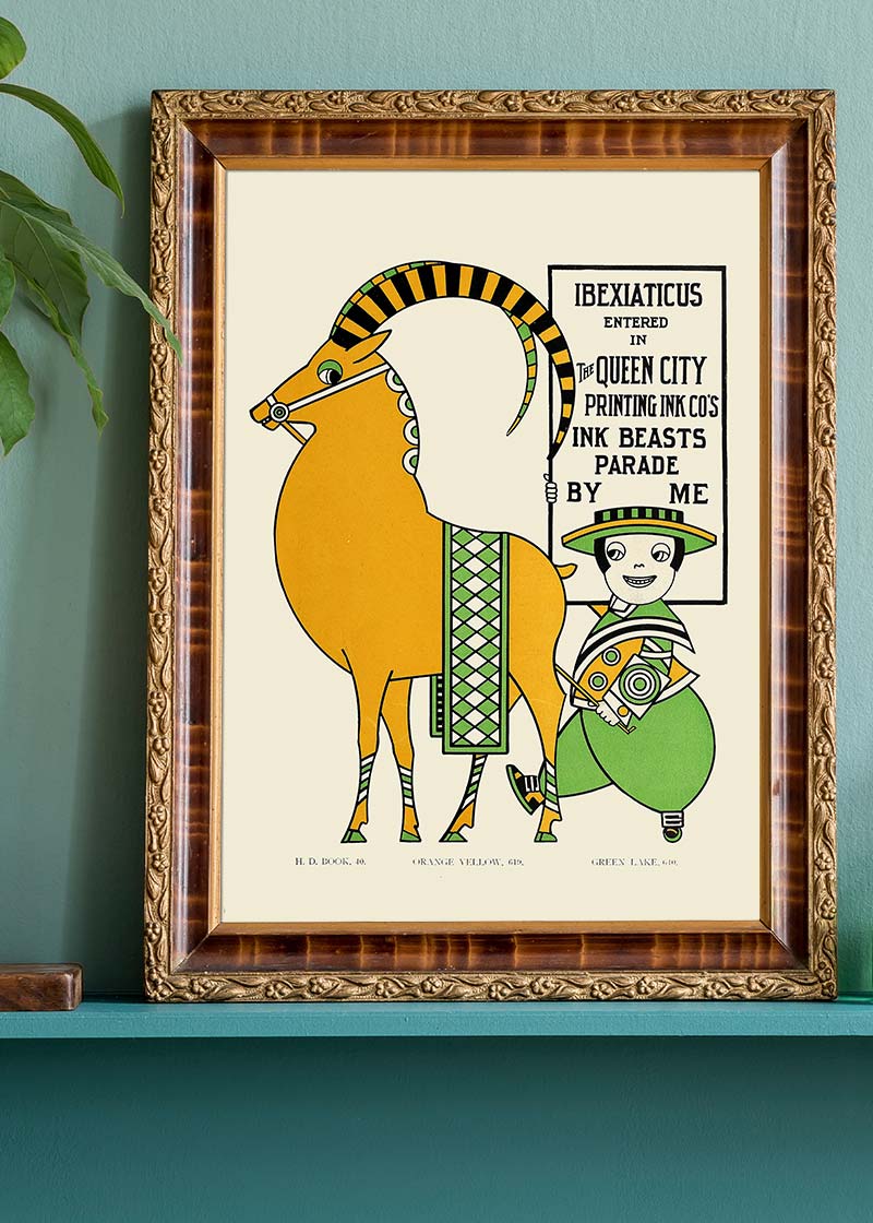 Queen City Printing Inks Vintage Poster - Ibex Goat Print