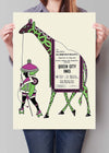 Queen City Printing Inks Vintage Poster - Green & Pink Giraffe