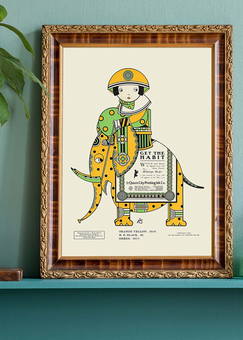 Queen City Printing Inks Vintage Poster - Elephant Print
