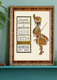Queen City Printing Inks Vintage Poster - Figure In Brown Print