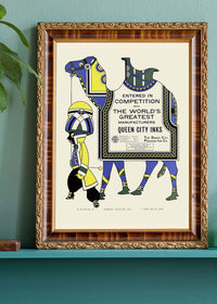 Queen City Printing Inks Vintage Poster - Yellow & Blue Camel Print