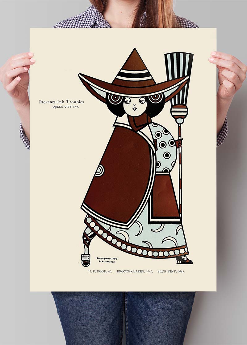 Queen City Printing Inks Vintage Poster - Bronze Witch Print