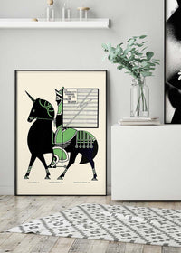 Queen City Printing Inks Vintage Poster - Black & Green Horse Print