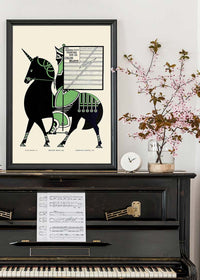 Queen City Printing Inks Vintage Poster - Black & Green Horse Print