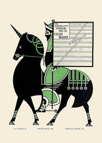 Queen City Printing Inks Vintage Poster - Black & Green Horse Print