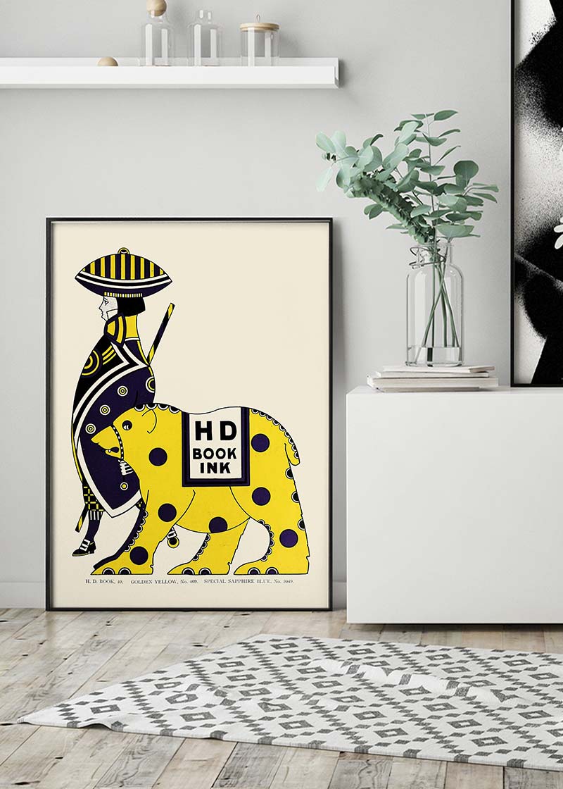 Queen City Printing Inks Vintage Poster - Yellow Bear Print